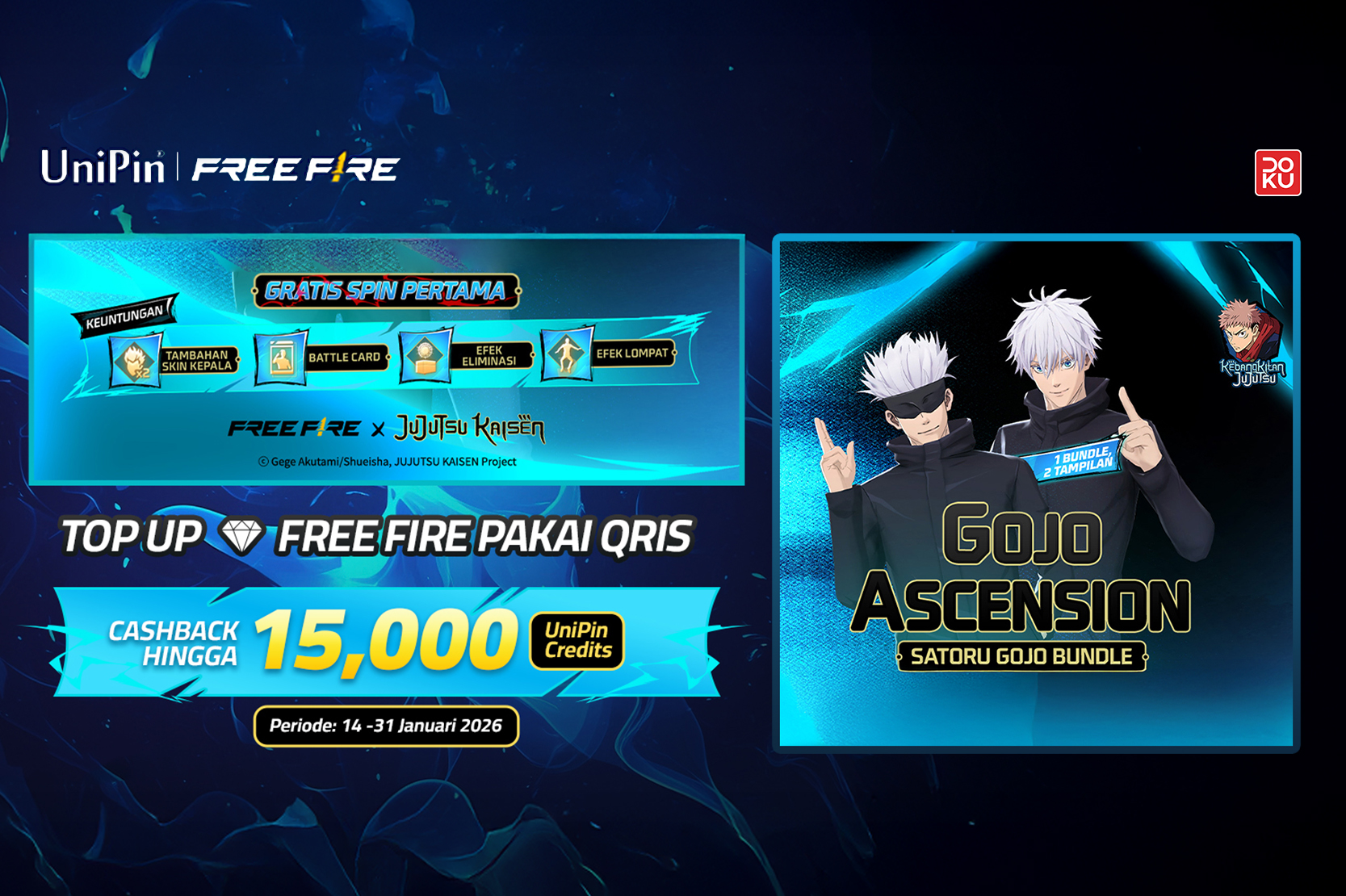 Unlock Gojo Ascension, Bonus hingga 15.000 UniPin Credits! 