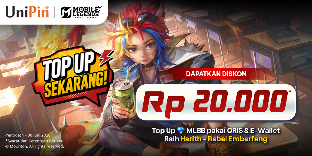 Unlock Harith “Rebel Emberfang” di UniPin, Diskon 8% hingga 20rb!