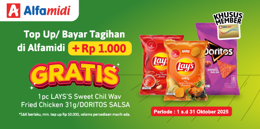 Top Up di Alfamidi Gratis Snack Favorit!