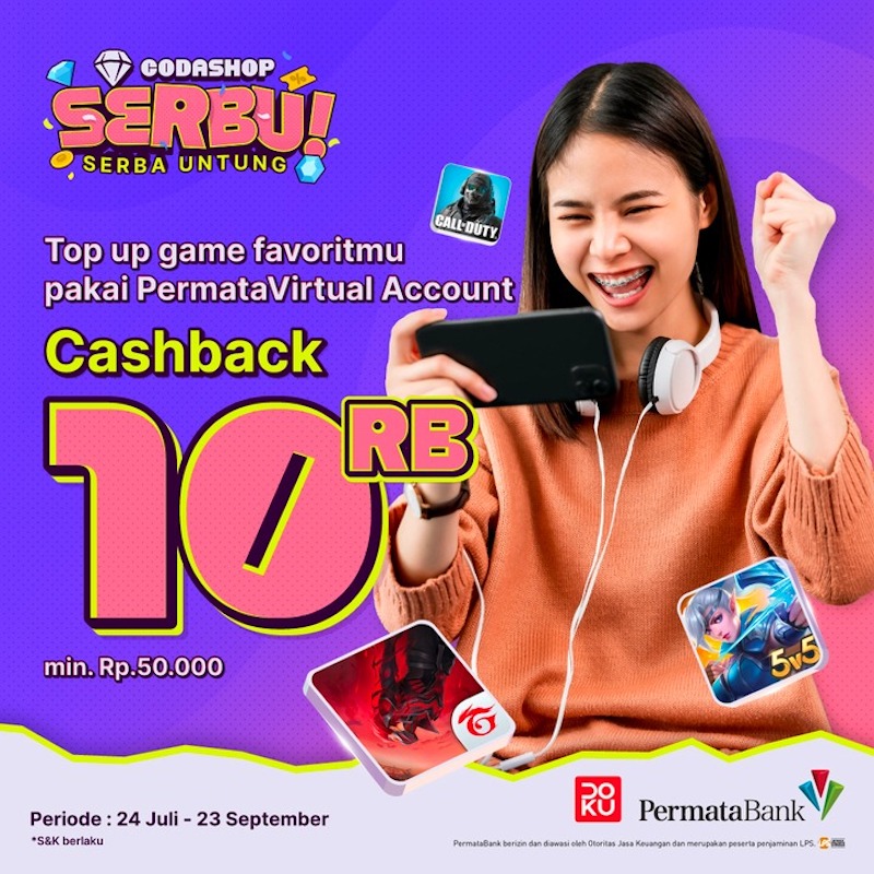 Cashback Rp 10.000 untuk Pembayaran CODASHOP di PermataMobile X